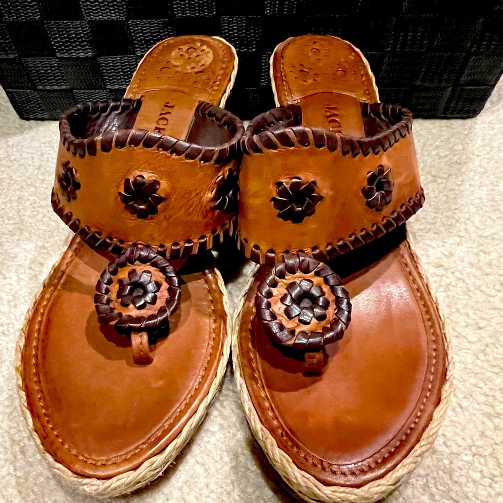 Jack Rogers cognac brown wedge